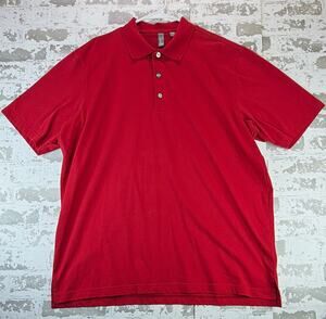 Ashworth Polo Shirt Men's XL Red Short Sleeve Collared Solid Logo Button